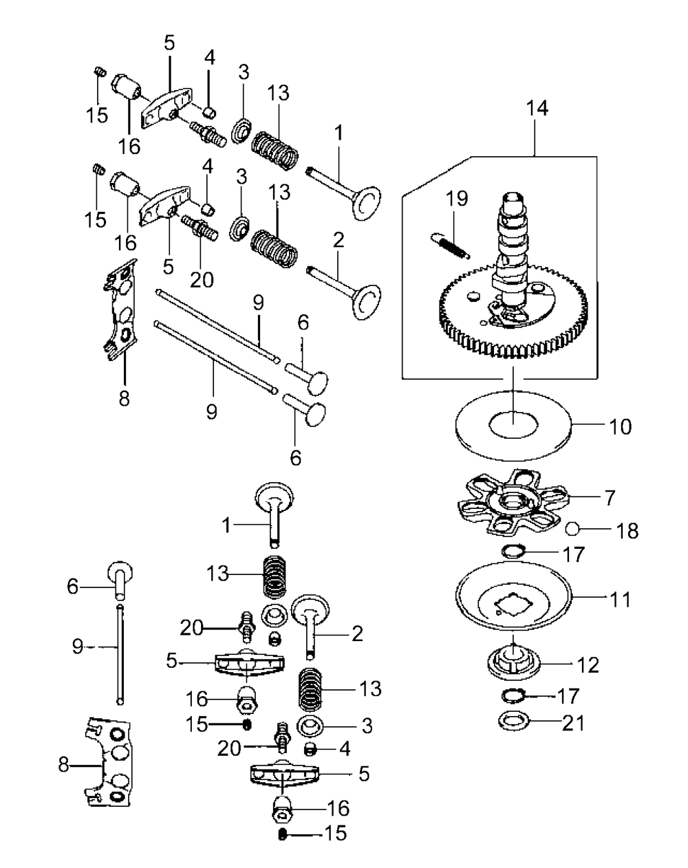 Fh680v-Bs29 Valve And Camshaft Diagram and Parts List for M54-KW 53BB5DBW750-23-HP Cub Cadet Lawn Tractor
